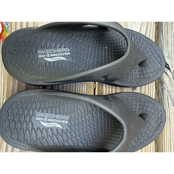 Skechers Women's GO Recover Thong Sandals Contend Black Sz 9 MSRP $45 - Picture 2 of 7